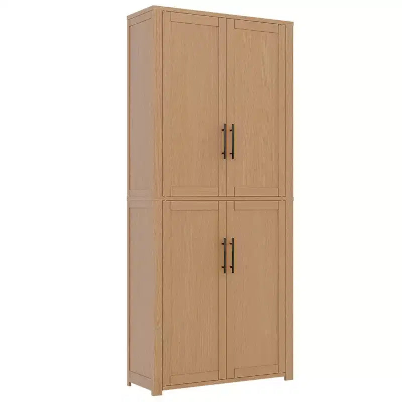 Kitchen Pantry Cabinet, Freestanding Food Storage Cabinet with 4 Doors & Adjustable Shelves, Floor Utility Storage Organizer