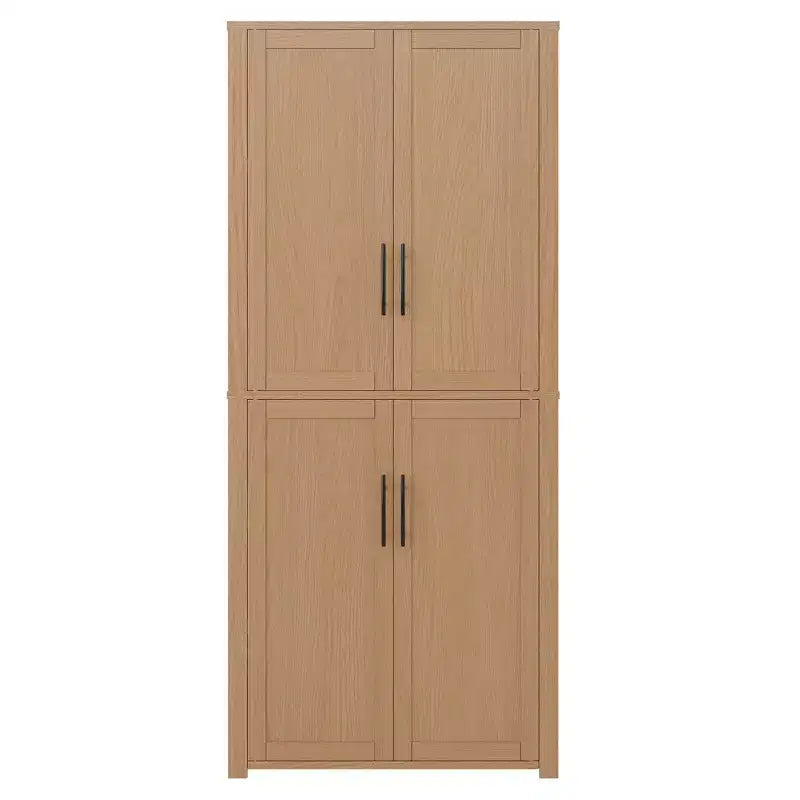 Kitchen Pantry Cabinet, Freestanding Food Storage Cabinet with 4 Doors & Adjustable Shelves, Floor Utility Storage Organizer