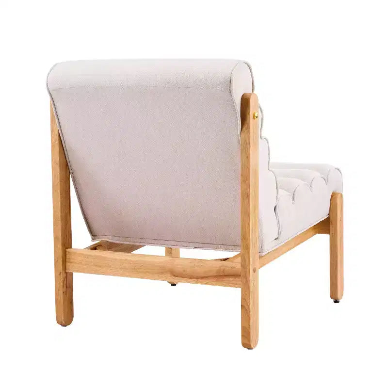Accent Chair with Solid Wood Frame, Thick Cushioned Seat & Ergonomic Back, Modern Lounge Chair for Living Room Bedroom Reading Nook