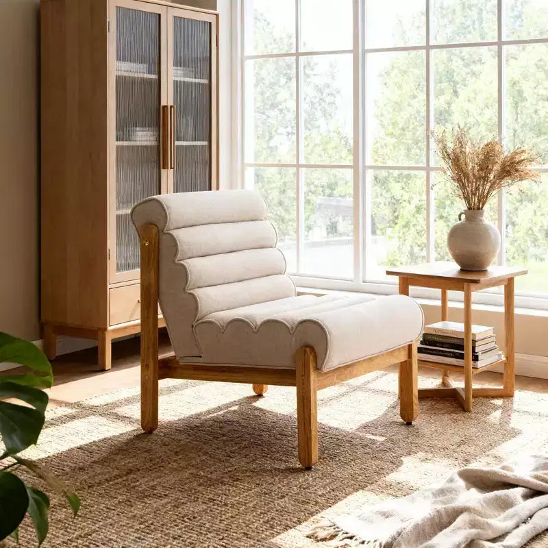 Accent Chair with Solid Wood Frame, Thick Cushioned Seat & Ergonomic Back, Modern Lounge Chair for Living Room Bedroom Reading Nook