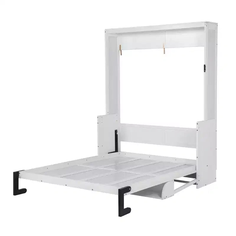Queen Size Wood Vertical Murphy Bed, Space-Saving Hidden Wall Bed Cabinet