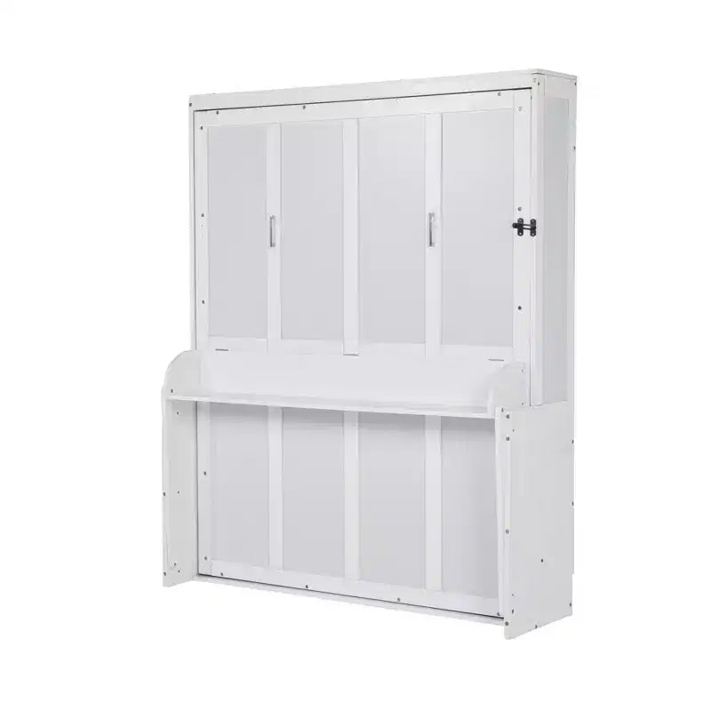 Queen Size Wood Vertical Murphy Bed, Space-Saving Hidden Wall Bed Cabinet