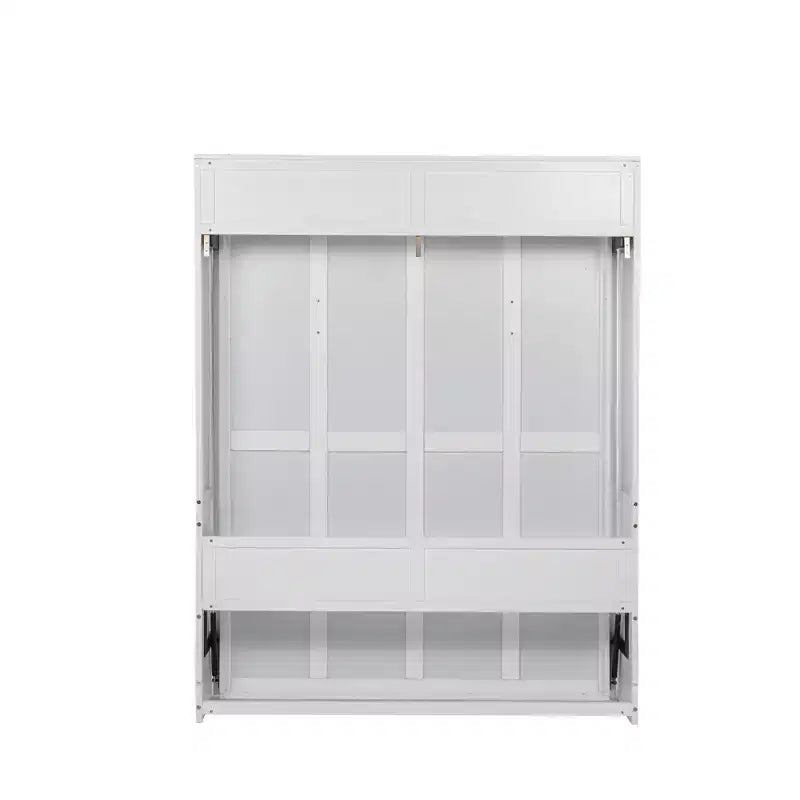 Queen Size Wood Vertical Murphy Bed, Space-Saving Hidden Wall Bed Cabinet