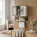 Bathroom Wall Cabinet with Adjustable Shelf, Towel Bar, 2 Glass Doors