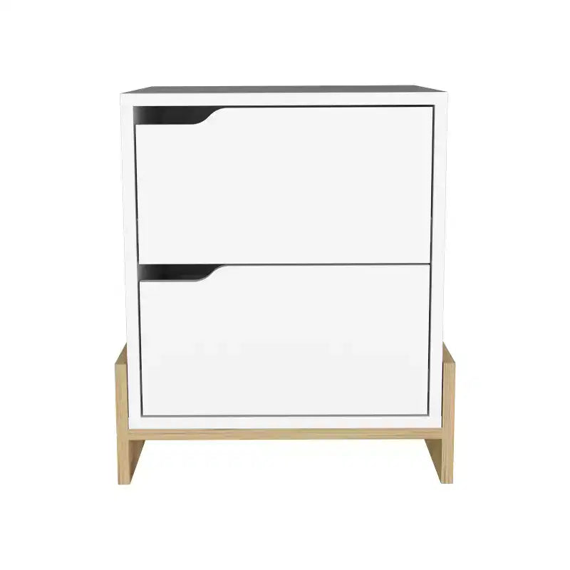 Nightstand, Bedside Table with 2 Drawers, Contemporary Style, Space-Saving