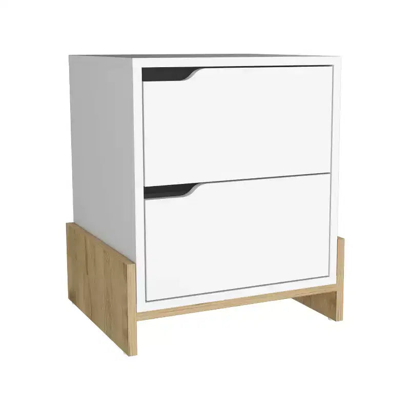 Nightstand, Bedside Table with 2 Drawers, Contemporary Style, Space-Saving