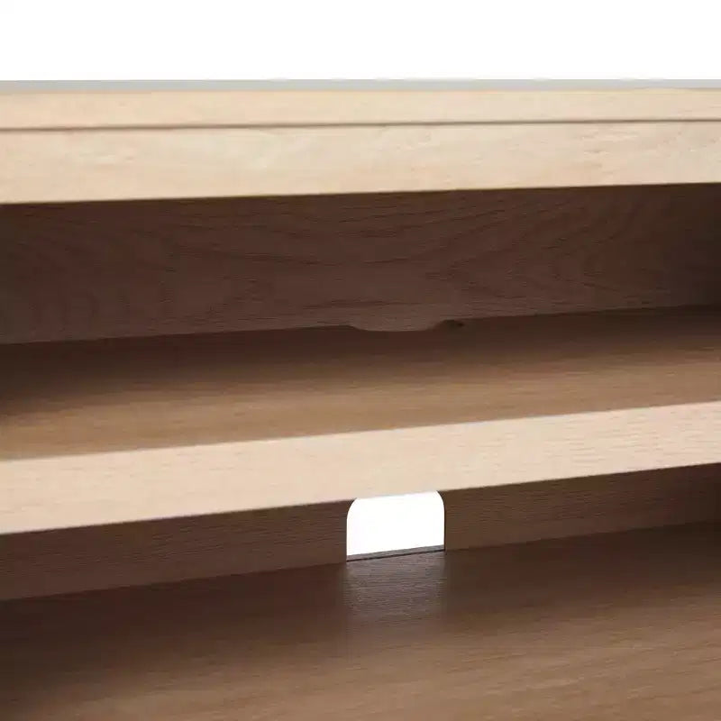 Modern Boho Storage TV Stand with Rattan Doors for TVs up to 80, Coastal Oak