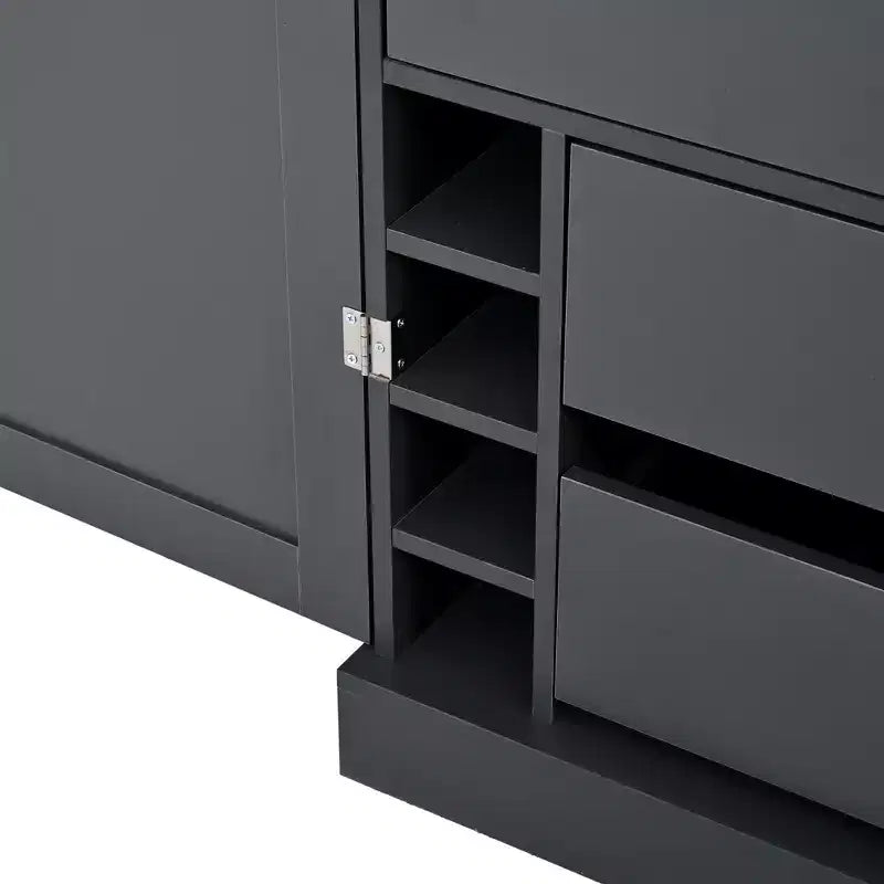 77" Freestanding Kitchen Pantry, Farmhouse Storage Cabinet with Adjustable Shelves, Door Shelves, Drawers & Wine Racks