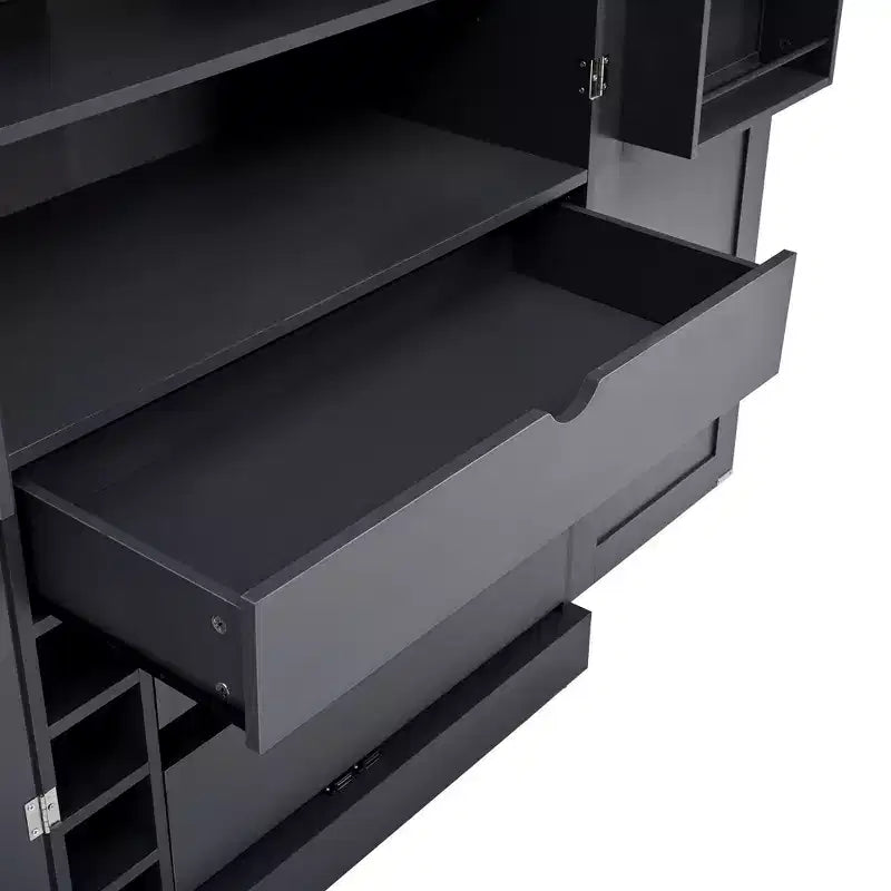 77" Freestanding Kitchen Pantry, Farmhouse Storage Cabinet with Adjustable Shelves, Door Shelves, Drawers & Wine Racks