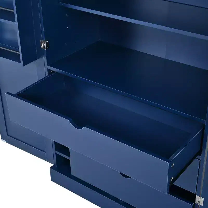 77" Freestanding Kitchen Pantry, Farmhouse Storage Cabinet with Adjustable Shelves, Door Shelves, Drawers & Wine Racks