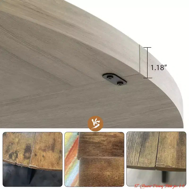 47" Round Dining Table for 4-6, Industrial Kitchen Table with Sturdy Waveform Metal Pedestal Base
