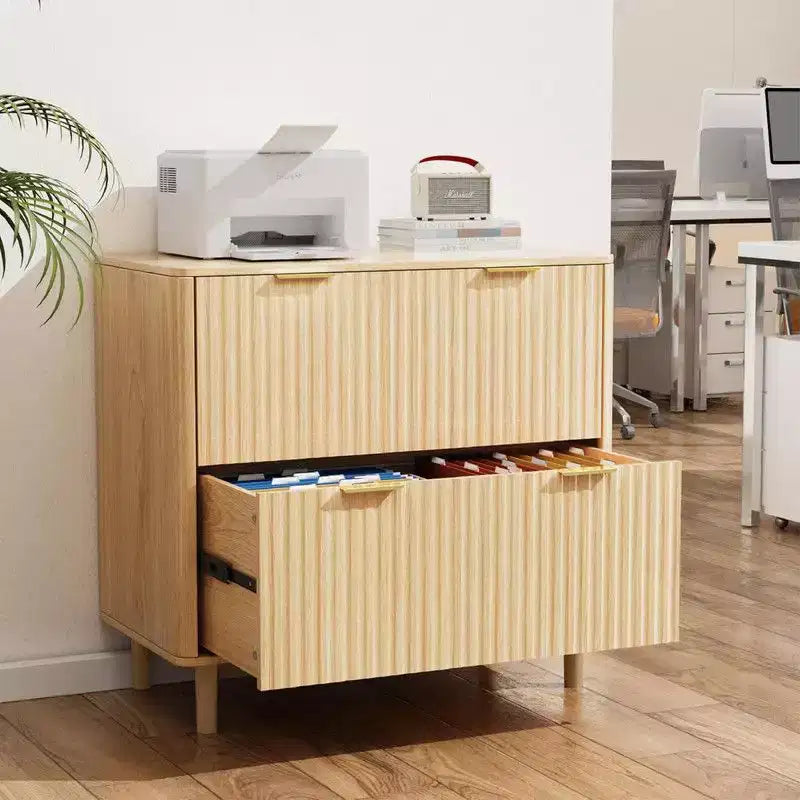 Karl Home2 Drawer Fluted Wooden File Cabinet Wide Drawer Design