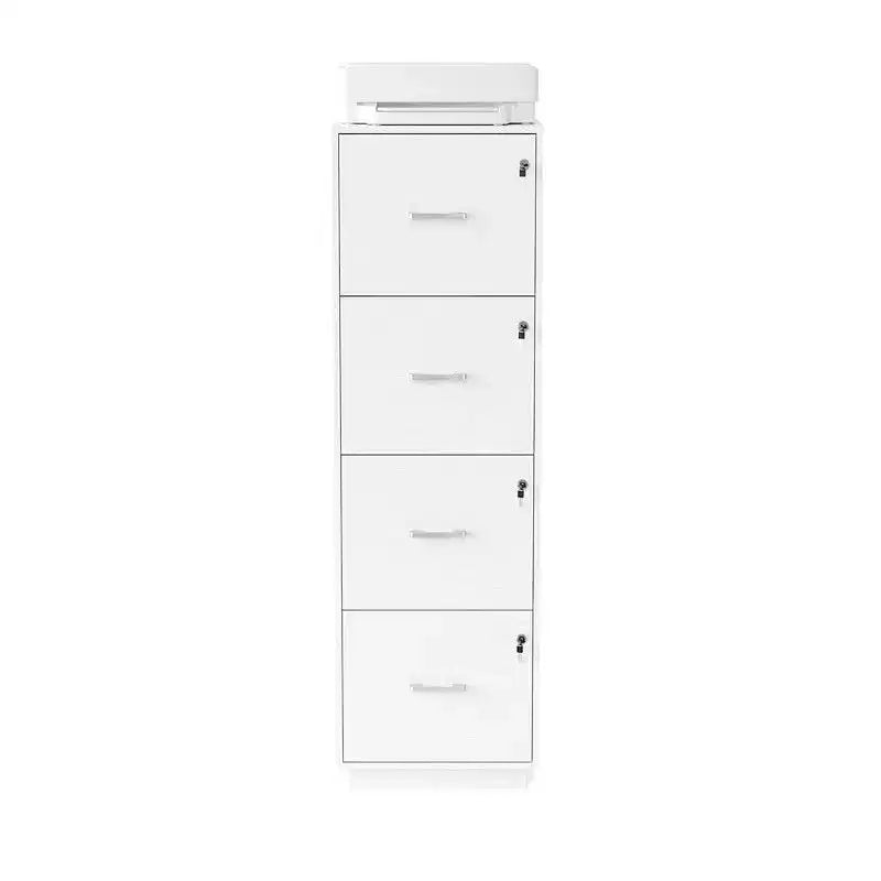 15" Embossed 4 Drawer Wooden Filing Cabinet