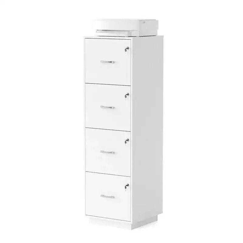 15" Embossed 4 Drawer Wooden Filing Cabinet