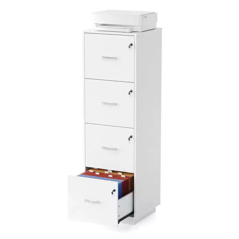 15" Embossed 4 Drawer Wooden Filing Cabinet