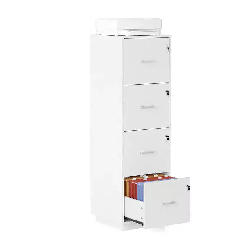 15" Embossed 4 Drawer Wooden Filing Cabinet
