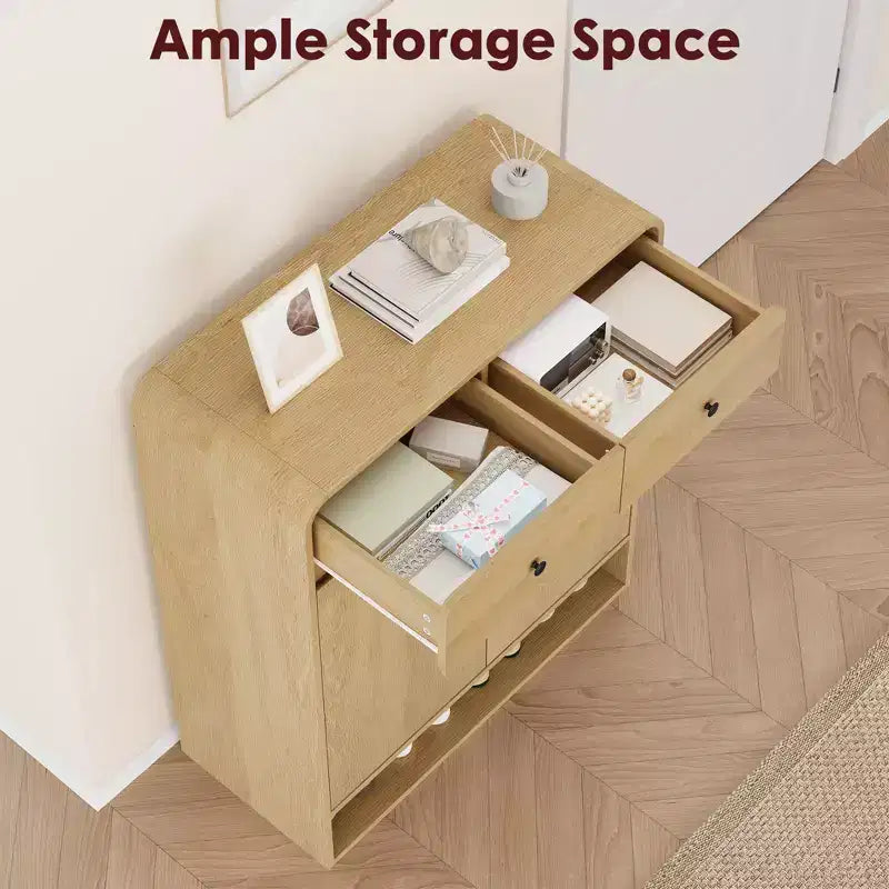 31.5 Inch Shoe Storage Cabinet with 2 Doors and 2 Drawers,Adjustable Shelves, Freestanding Wooden Organizer for Entryway,Hallway
