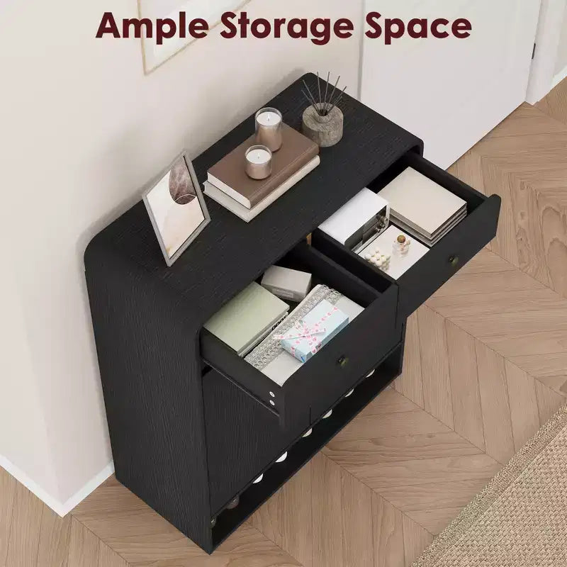 31.5 Inch Shoe Storage Cabinet with 2 Doors and 2 Drawers,Adjustable Shelves, Freestanding Wooden Organizer for Entryway,Hallway