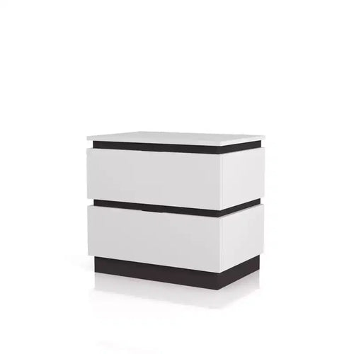 Pape 2 Drawer Nightstand with USB Ports White/Metallic Gray - miBasics