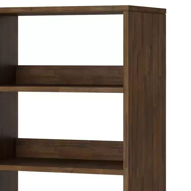 63.8" Tall Bookcase with Hairpin Legs & Drawer — Industrial Design, Acacia Wood
