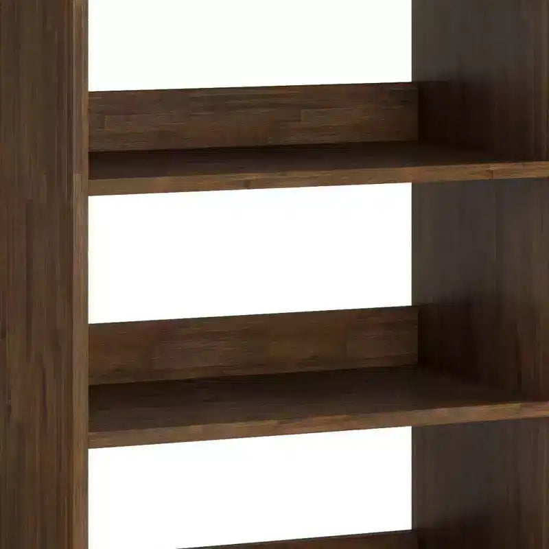 63.8" Tall Bookcase with Hairpin Legs & Drawer — Industrial Design, Acacia Wood