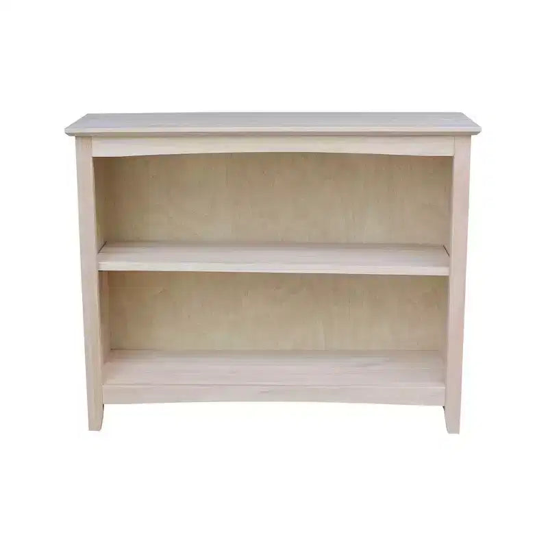 30"x38" Shaker Bookcase Unfinished — Solid Parawood, 2 Fixed Shelves