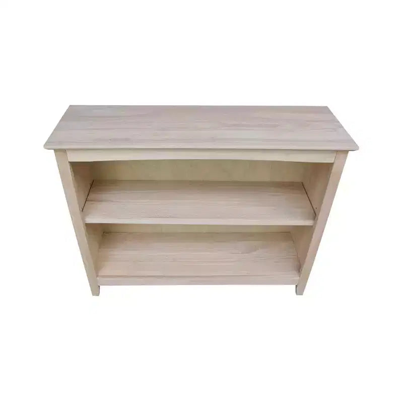 30"x38" Shaker Bookcase Unfinished — Solid Parawood, 2 Fixed Shelves