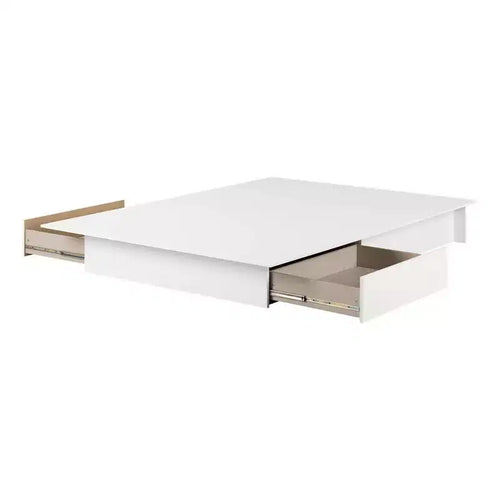 Queen Fusion 2 Drawer Platform Bed Pure White - South Shore: Contemporary Solid Wood & MDF Frame, Under Bed Storage