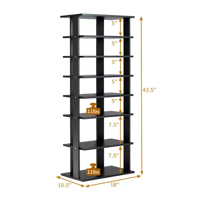 7-Tier Dual Shoe Rack, Practical Free Standing Storage Shelves, Concise Design