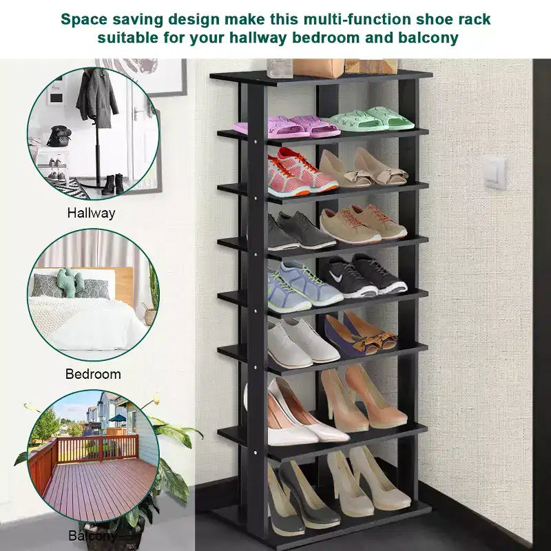 7-Tier Dual Shoe Rack, Practical Free Standing Storage Shelves, Concise Design