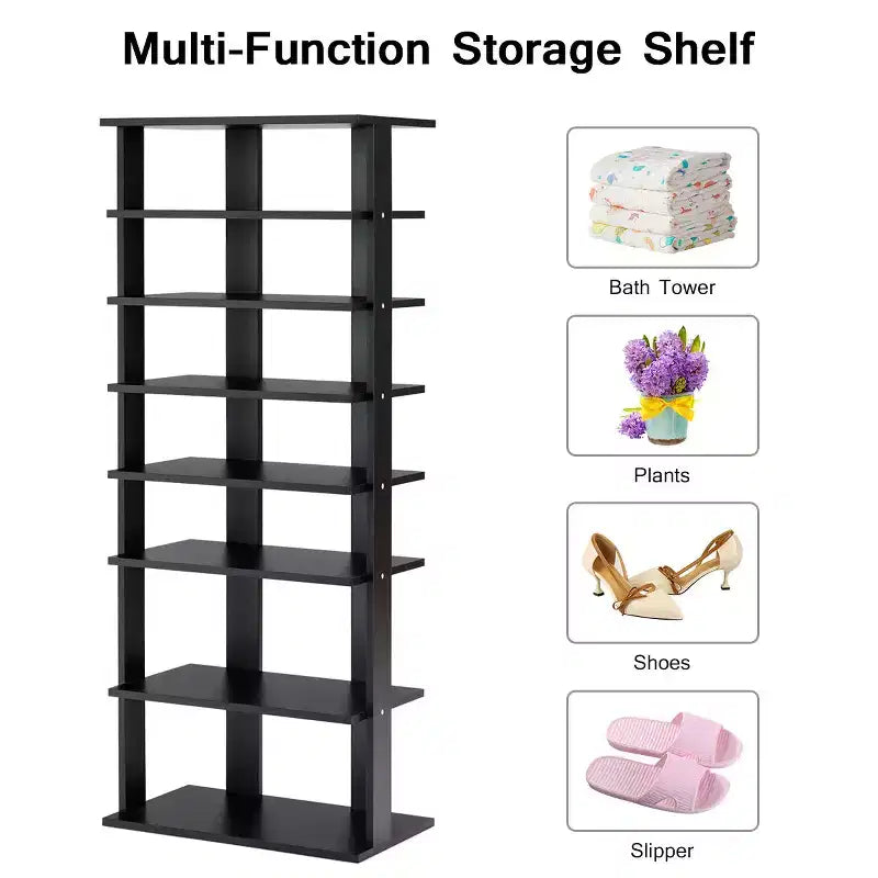 7-Tier Dual Shoe Rack, Practical Free Standing Storage Shelves, Concise Design