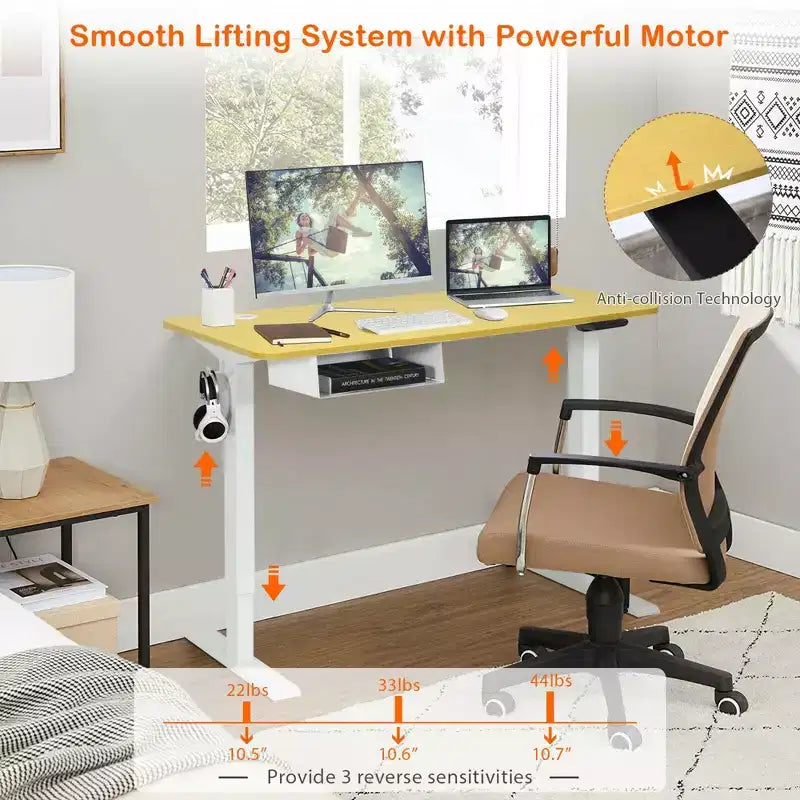 48" Electric Standing Desk, Height Adjustable with Control Panel & USB Port