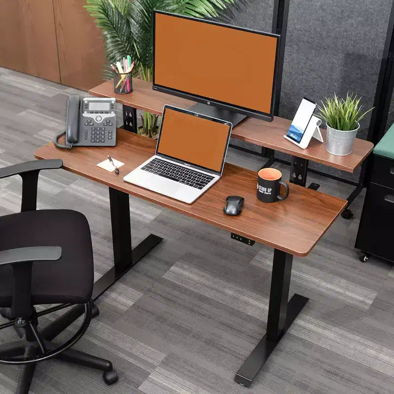 Bureau assis-debout compact électrique programmable à deux niveaux (122 cm de large)