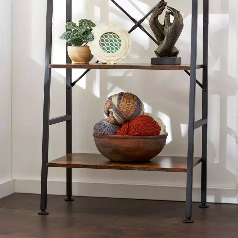 Rustic Modern 4-Tier Wood and Steel Bookshelf Storage Organizer Shelf