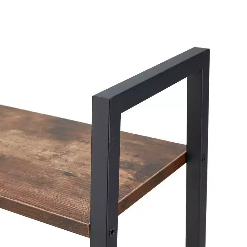Rustic Modern 4-Tier Wood and Steel Bookshelf Storage Organizer Shelf