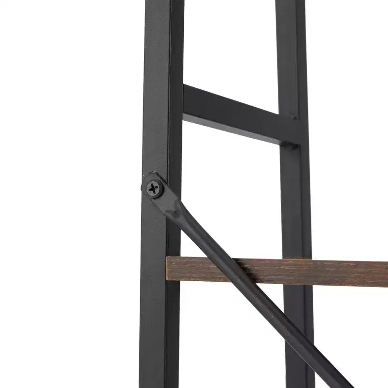 Rustic Modern 4-Tier Wood and Steel Bookshelf Storage Organizer Shelf
