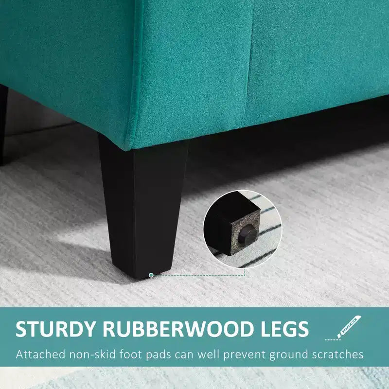 Button-Tufted Storage Ottoman Bench, Upholstered Bed Bench with Rolled Armrests for Bedroom, Living Room or Hallway