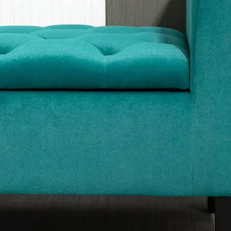 Button-Tufted Storage Ottoman Bench, Upholstered Bed Bench with Rolled Armrests for Bedroom, Living Room or Hallway
