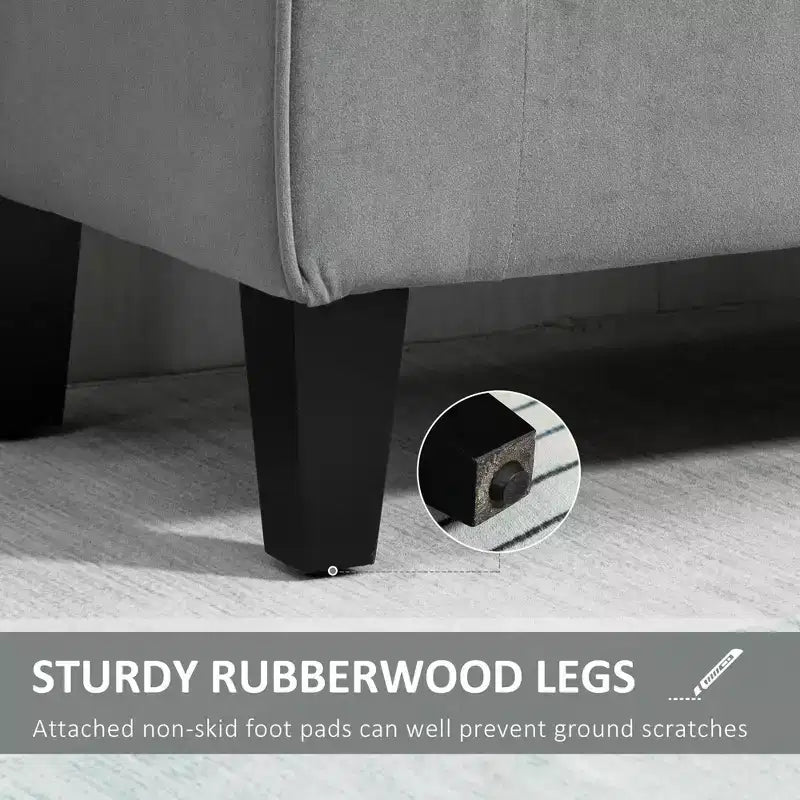 Button-Tufted Storage Ottoman Bench, Upholstered Bed Bench with Rolled Armrests for Bedroom, Living Room or Hallway