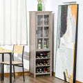 Meuble à vin haut, bar avec range-bouteilles 12 bouteilles, porte vitrée et 3 compartiments de rangement pour salon, bar à la maison, salle à manger