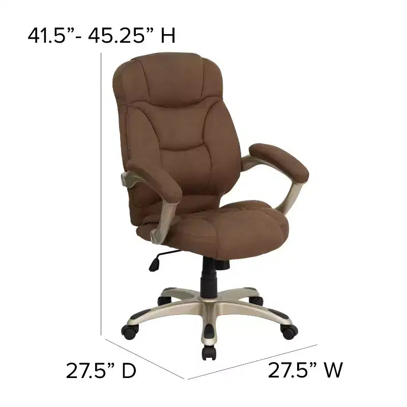 High Back Executive Ergonomic Office Chair with Silver Nylon Base and Arms