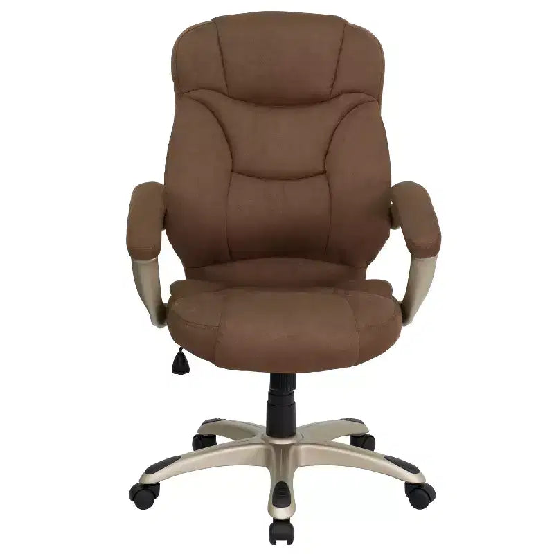 High Back Executive Ergonomic Office Chair with Silver Nylon Base and Arms