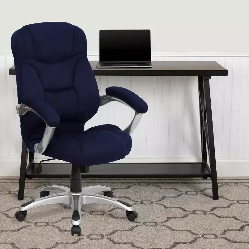High Back Executive Ergonomic Office Chair with Silver Nylon Base and Arms