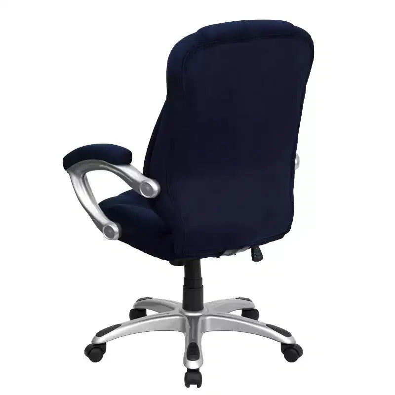 High Back Executive Ergonomic Office Chair with Silver Nylon Base and Arms