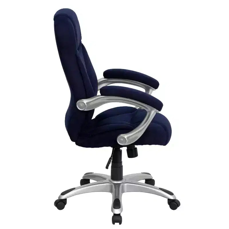 High Back Executive Ergonomic Office Chair with Silver Nylon Base and Arms