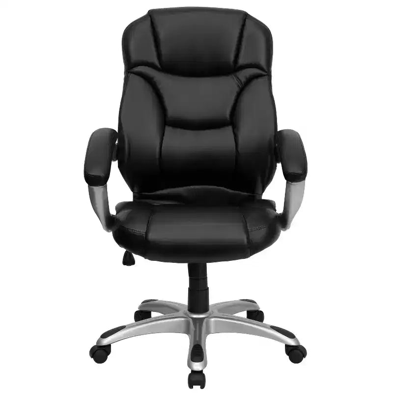 High Back Executive Ergonomic Office Chair with Silver Nylon Base and Arms