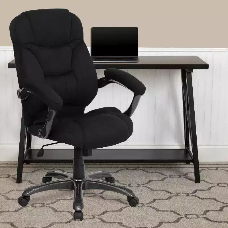 Chaise de bureau ergonomique de direction à dossier haut avec accoudoirs et piètement en nylon argenté
