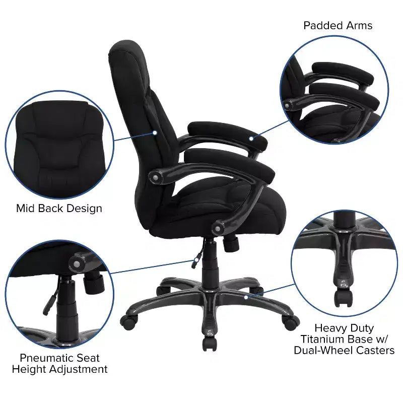 High Back Executive Ergonomic Office Chair with Silver Nylon Base and Arms