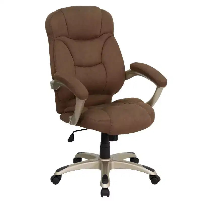 High Back Executive Ergonomic Office Chair with Silver Nylon Base and Arms