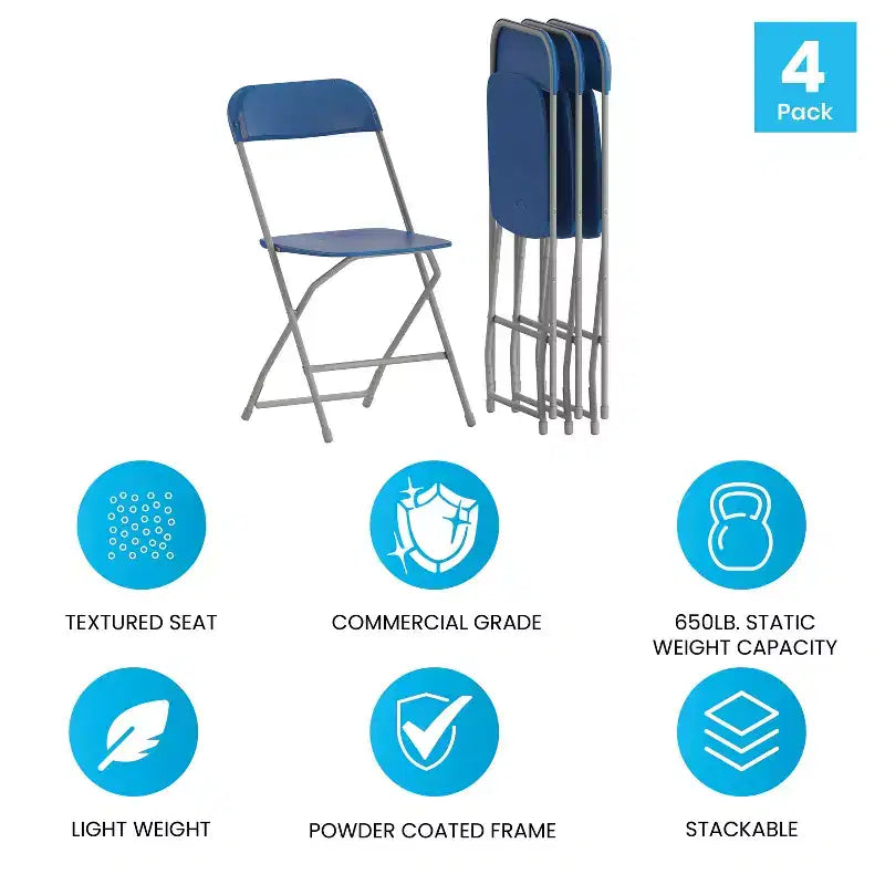 650 lb. Capacity Premium Home and Event Plastic Folding Chair (4 Pack)